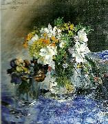Carl Larsson buketter i 2 glas blommor oil painting